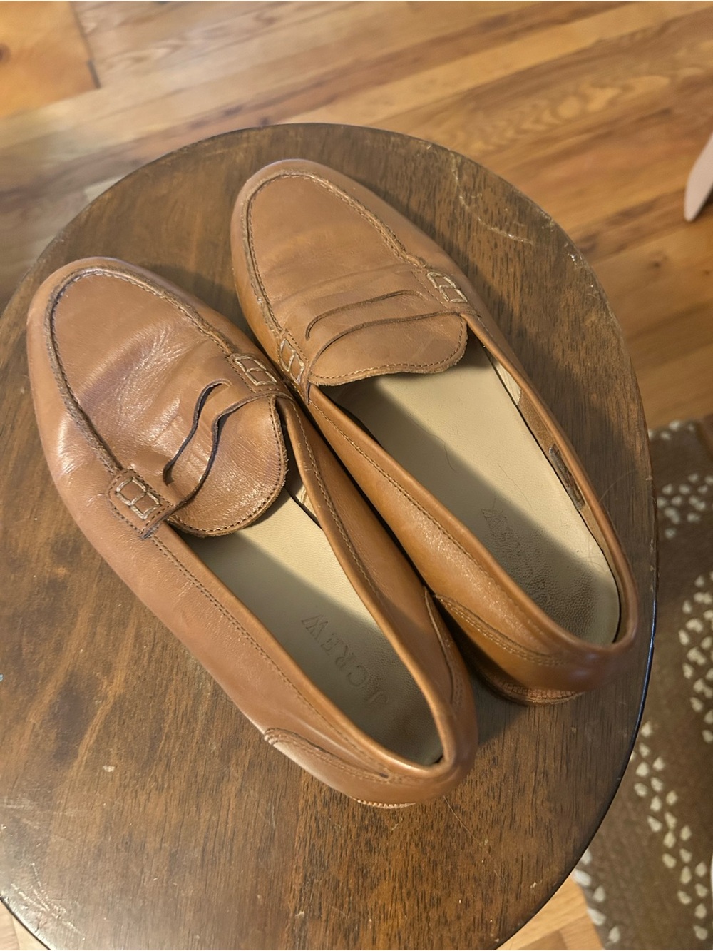 J. Crew Tan Brown Leather Penny Loafers Sz 6.5